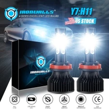 IRONWALLS H11 LED Headlight Kit Low Beam Bulbs Super Bright 360000LM 6000K White