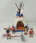 Vintage 1989 Playmobile Native American Indians + Teepee & Accessories "READ"