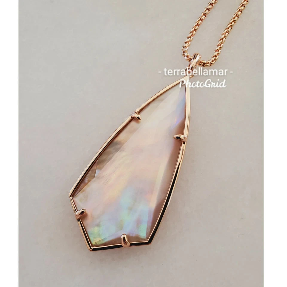 Colar Pingente Kendra Scott Carole Ouro Rosa - Madrepérola Marrom Novo com etiquetas - Imagem 2 de 4