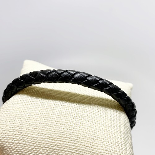 Pulsera punk con clip de cuero con cuerda negra de acero inoxidable para hombre - Imagen 5 de 9