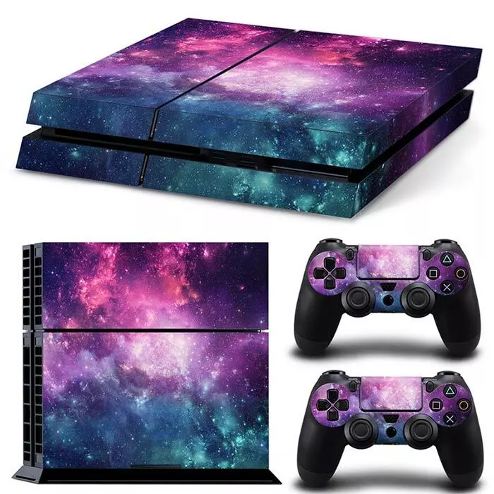 For PS4 1st Gen Console 2 Controllers Galaxy Graphic Vinyl Skin