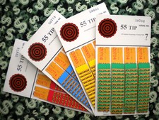  4 Lot  55 REGULAR "NOT Sure" TIP BOARDS 0-7 to 7-9 Pull Tab Jar Tickets