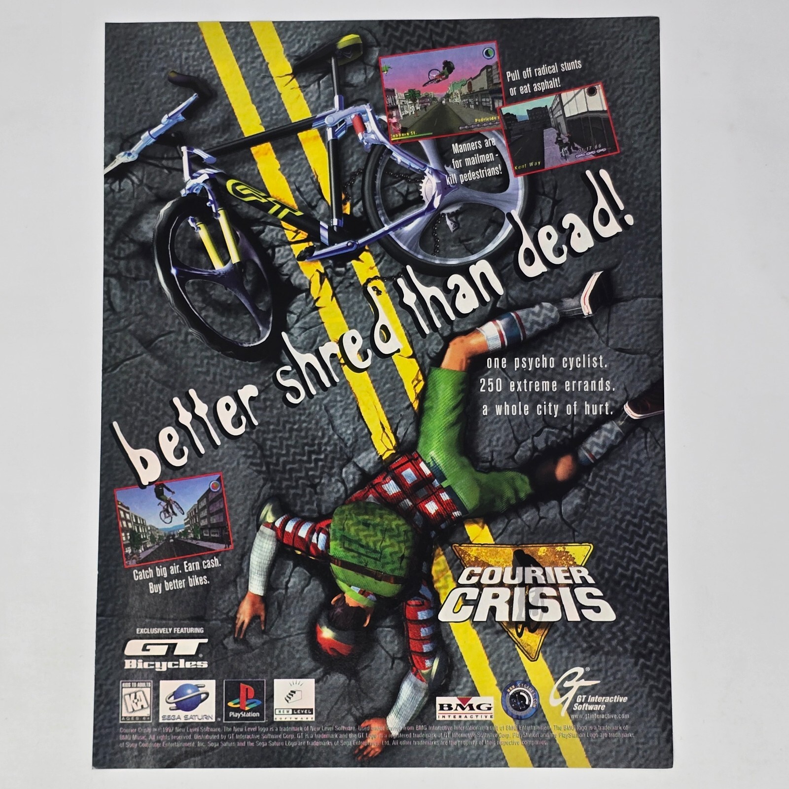 Courier Crisis Sega Saturn PlayStation 1 PS1 Shred Print Ad/Poster Promo Art