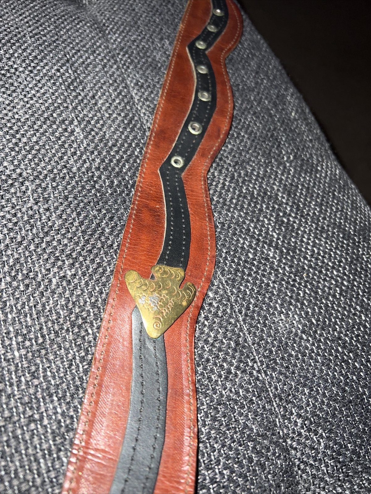 vintage Eel Shape belt sea creatures metal leather be… Gem