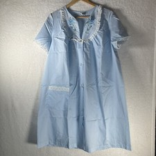 Vtg Deadstock NWOT Komar blue pearl snap housecoat robe Dress mumu medium