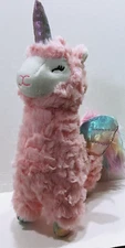 Kellytoy Soft Stuffed Plush Animal 11 Inch Tall Rainbow Wings llama Unicorn Pink