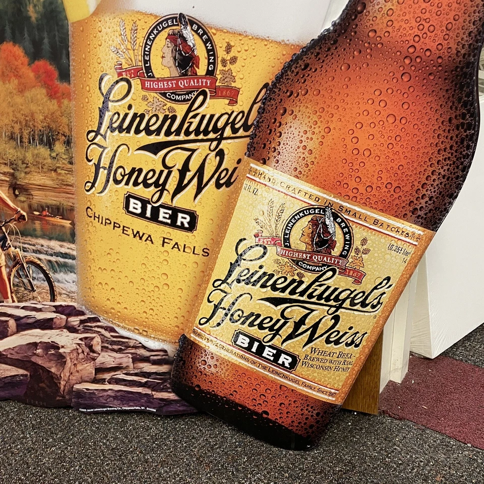 Letrero de metal en relieve GRANDE Matt Zumbo de colección Leinenkugel's cerveza miel blanco exterior Foto 4 de 4