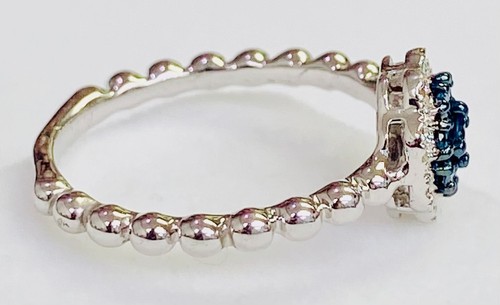 HSN Colored Diamonds Sterling Silver .31ctw Blue Diamond Cluster Ring Sz 6 - Picture 3 of 9