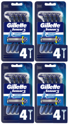 4 Gillette Sensor3 3-Blade Disposable Razors, 4 ct