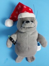 Christmas Coca Cola Santa Hat Seal 10" Bean Bag Coke Plush Stuffed Gray Soft Toy