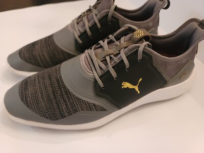 Puma Ignite NXT Lace 192225-02 Mens Spikeless Golf Shoes Size 13  Gray/Gold/Black - Main Image