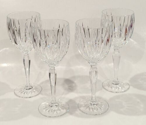 Cristal D'Arques Crystal 8 oz Wine Glasses, Classic, Faceted Stem, 8"T, Set of 4