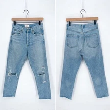 Agolde Women's 24 Riley High Rise Straight Leg Distressed Jeans