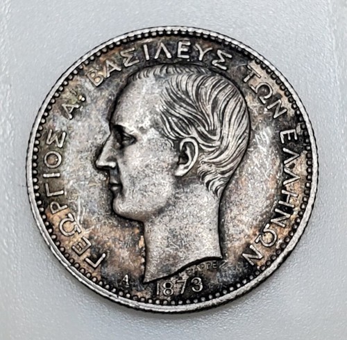 1873A GREECE DRACHMA-KM 38-AU+ FREE USA SHIP