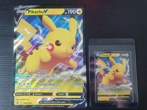 Pokemon TCG Cards Pikachu V SWSH061 Black Star Promo JUMBO & Regular