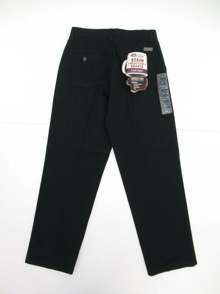 NWT Lee Men's Black Plain Front Casual Pants Tag Size 32x30 Measured  30x30#D371