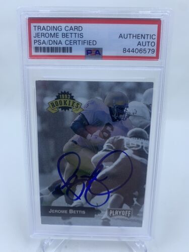 Jerome Bettis Signed 1993 Playoff RC IP Auto PSA/DNA Pittsburgh Steelers Rams - Afbeelding 1 van 2