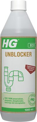 HG ECO Drain Unblocker 1 Litre Kitchen Sink & Bathroom Sink - White On