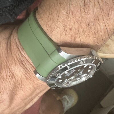 21mm GREEN Vulcanized Caoutchouc rubber Strap 41mm Rolex