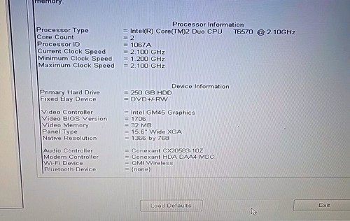Dell Vostro 1015 15.4" Intel Core 2 Duo T6570 2.10GHz 3GB RAM 250GB HD **No OS - Picture 4 of 13