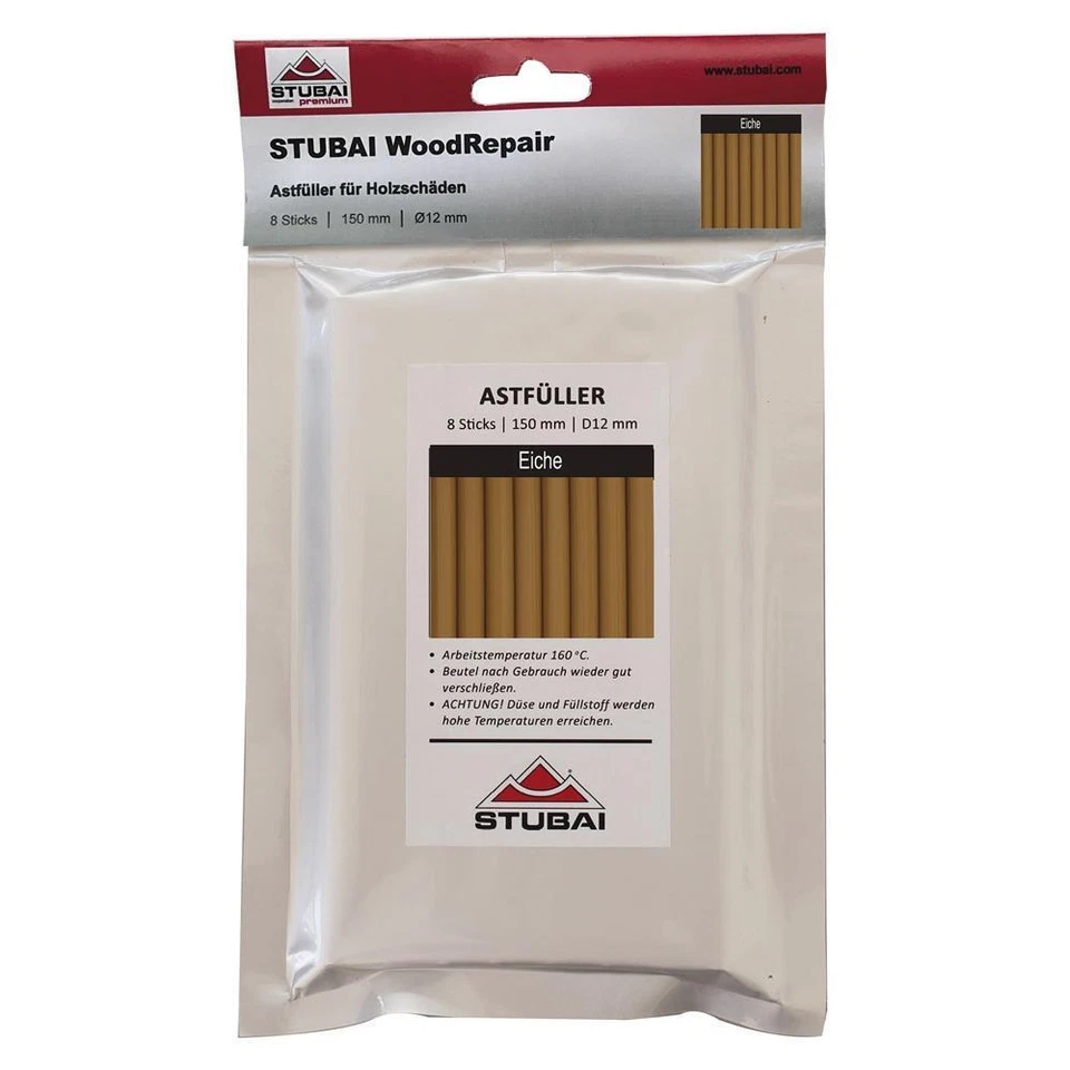 Stubai WoodRepair Astfüller Holzreparatur Holz Kompakt-Beutel 8x Sticks Eiche