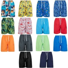 Mens Swimming Trunks, 3 Pockets Cargo Swim Shorts, Beach Suit Board Bathing Suit