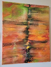 Original Abstract Art Acrylic Painting On Canvas Wall Decor Hippie Boho Psychede