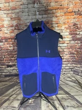 Under Armour Sweaterfleece Sherpa Pile Golf Vest Blue Mens Size Small