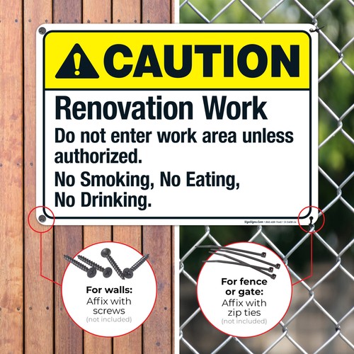 Renovation Work Do Not Enter Work Area Sign, ANSI Caution Sign, (SI-5408) - 第 12/87 張圖片