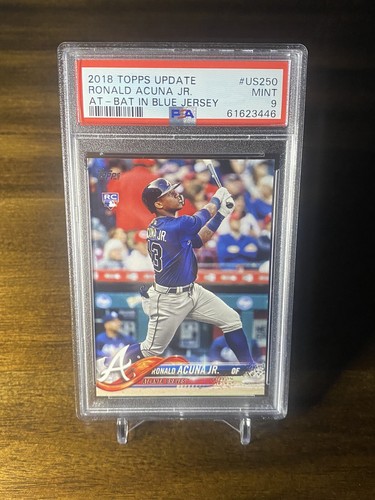 Camiseta deportiva 2018 Topps Update - Ronald Acuña Jr. - RC #US250 PSA 9 - At Bat Blue - Imagen 1 de 2