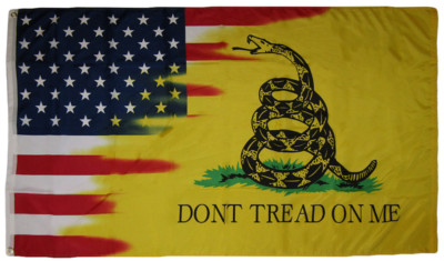 3x5 USA American Gadsden Combo 3'x5' 100D Premium Nylon Poly Flag Grommets Trump