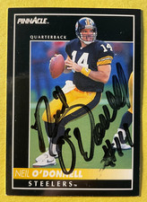 SIGNED NEIL O'DONNELL 1991 PINNACLE FOOTBALL CARD AUTOGRAPH - STEELERS