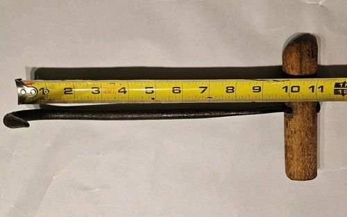 Antique Primitive 12 in Hand Held Hay Bale, Ice, or Meat Hook with Wooden Handle - Picture 5 of 5