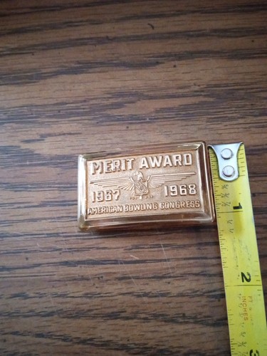 1967-1968 American Bowling Congress Merit Award Brass Belt Buckle - Picture 4 of 4