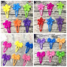 20 Assorted Mixed Color Plastic Snap Hair Clips Baby Bows for Women Girls