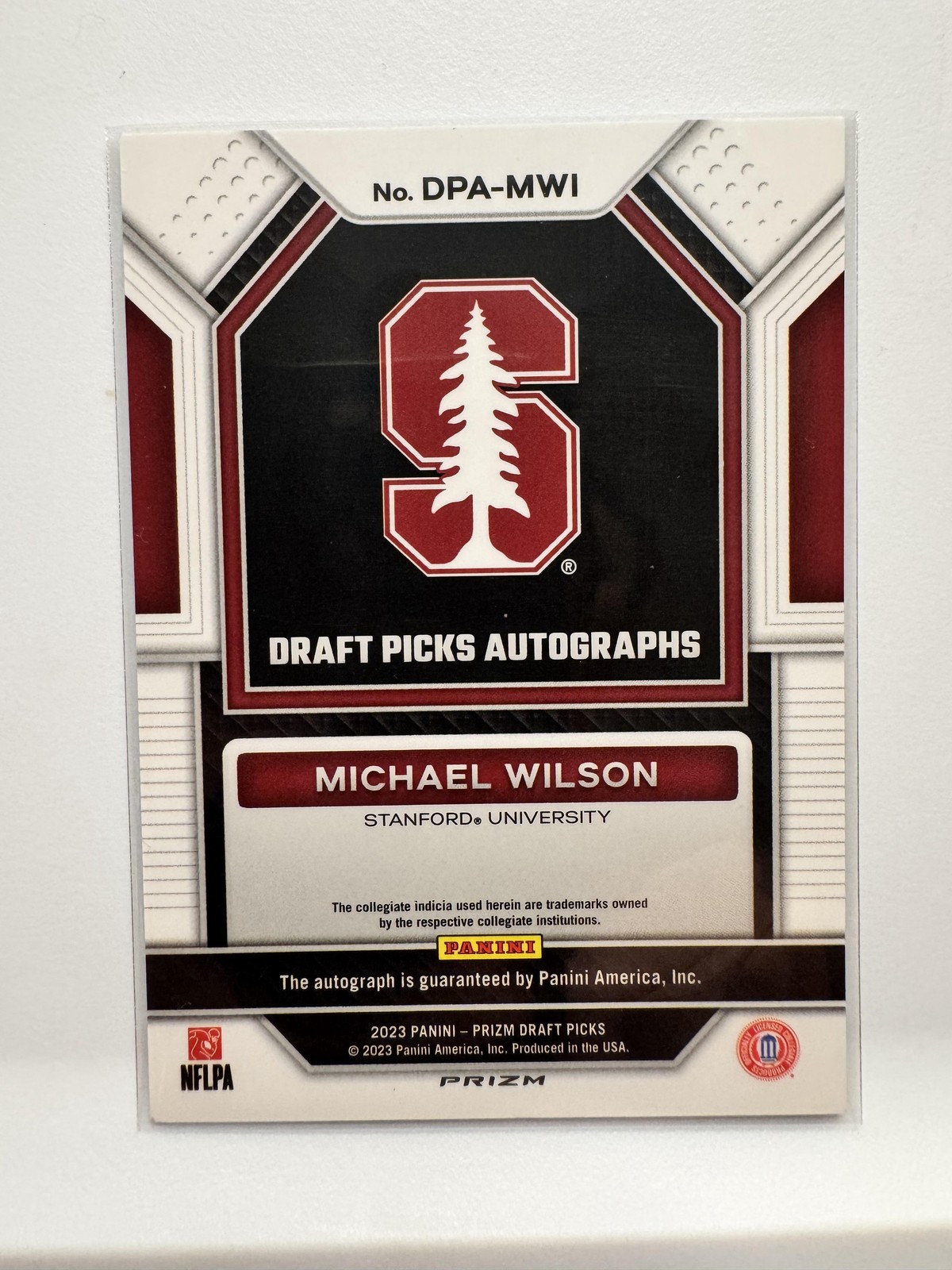 2023 Prizm Draft Picks #DPA-MWI Michael Wilson Draft Picks RC Auto Gold Ice view 2