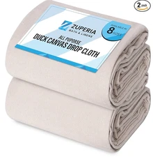 ZUPERIA Canvas Drop Cloth (Size 4 x 15 Feet - Pack of 1) - Pure Cotton