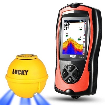 Lucky Sonar Fischfinder FF1108-1CWLA Wiederaufladbarer Sensor 45M Wassertiefe Echo