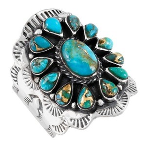 Handcrafted Silver Turquoise Oval Statement Ring, Materials from Philippines