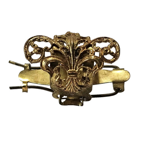 Antique Gold Tone Barrette - Fleur De Lis - Oct 12, 1913, Marked - 1.5" RARE