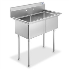 OPEN BOX - 2 Compartment Stainless Steel Commercial Kitchen Prep  Utility Sink