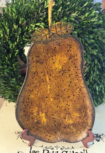 Decorative Metal Rustic Pear Shape Footed Platter With Hook 19" - Picture 20 of 20