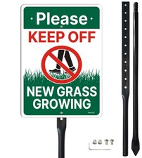 New Grass Growing Please Keep Off Sign with 34.6" Stake for Yard, 12" x 8" Ne...