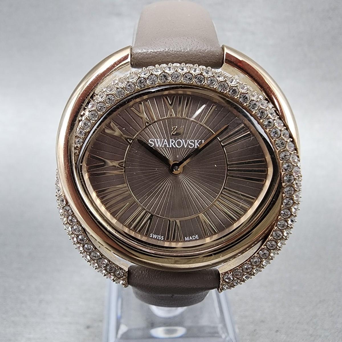 Swarovski Duo Watch Women 33mm Brown Dial Rose Gold Tone Oval