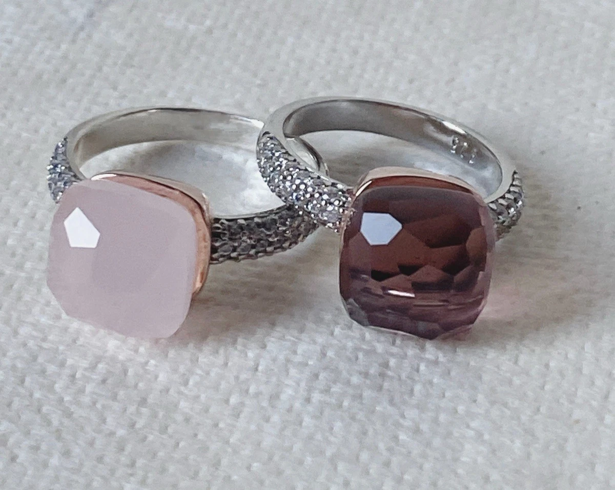 Bague Vintage Argent 925 Indienne Avec Pierres Roses De France - Taille 23 (diamètre ~2cm) - Occasion