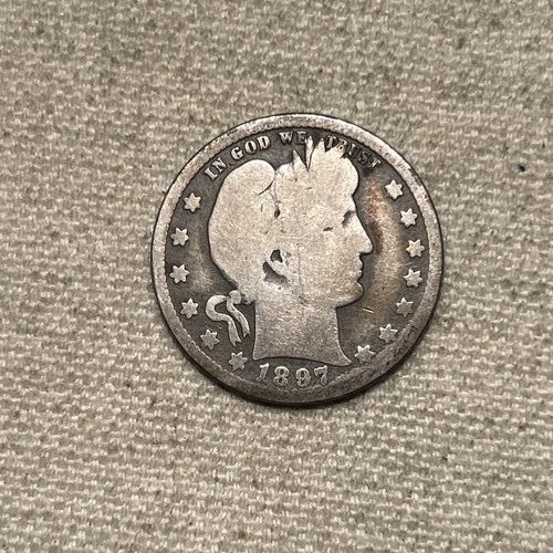 1897-O Barber Quarter, G-VG, Scarce O Mint, Full Rims TL