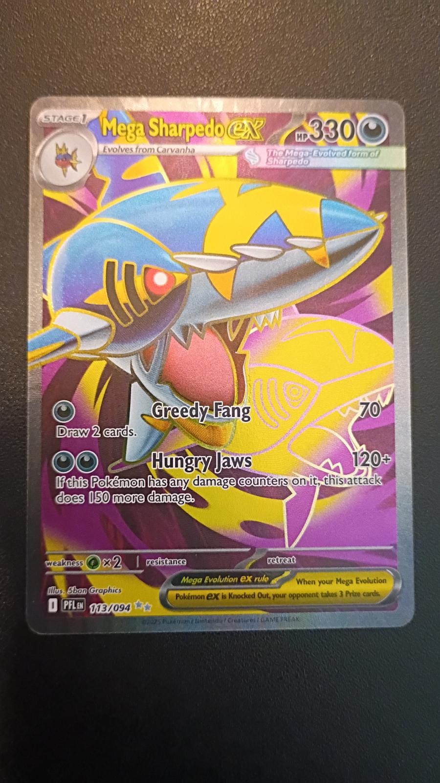 Mega Sharpedo ex 113/094 Ultra Rare Phantasmal Flames Pokemon Holo Near Mint