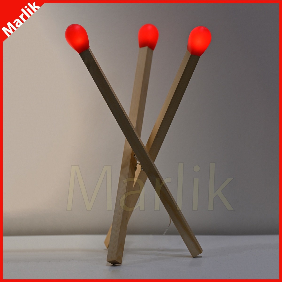 Ikea Strala LED Floor Lamp, Matchstick Shaped Wood/Pine, 26