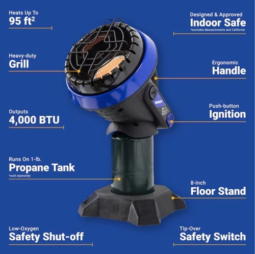 Kobalt Buddy Heater 3800 BTU Portable Radiant Propane Heater MH4B - NEW SEALED! - Picture 6 of 15