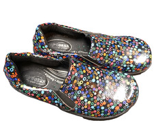 Easy Works by Easy Street Women Slip Resistant Clogs 6M Multicolor Dots Used
